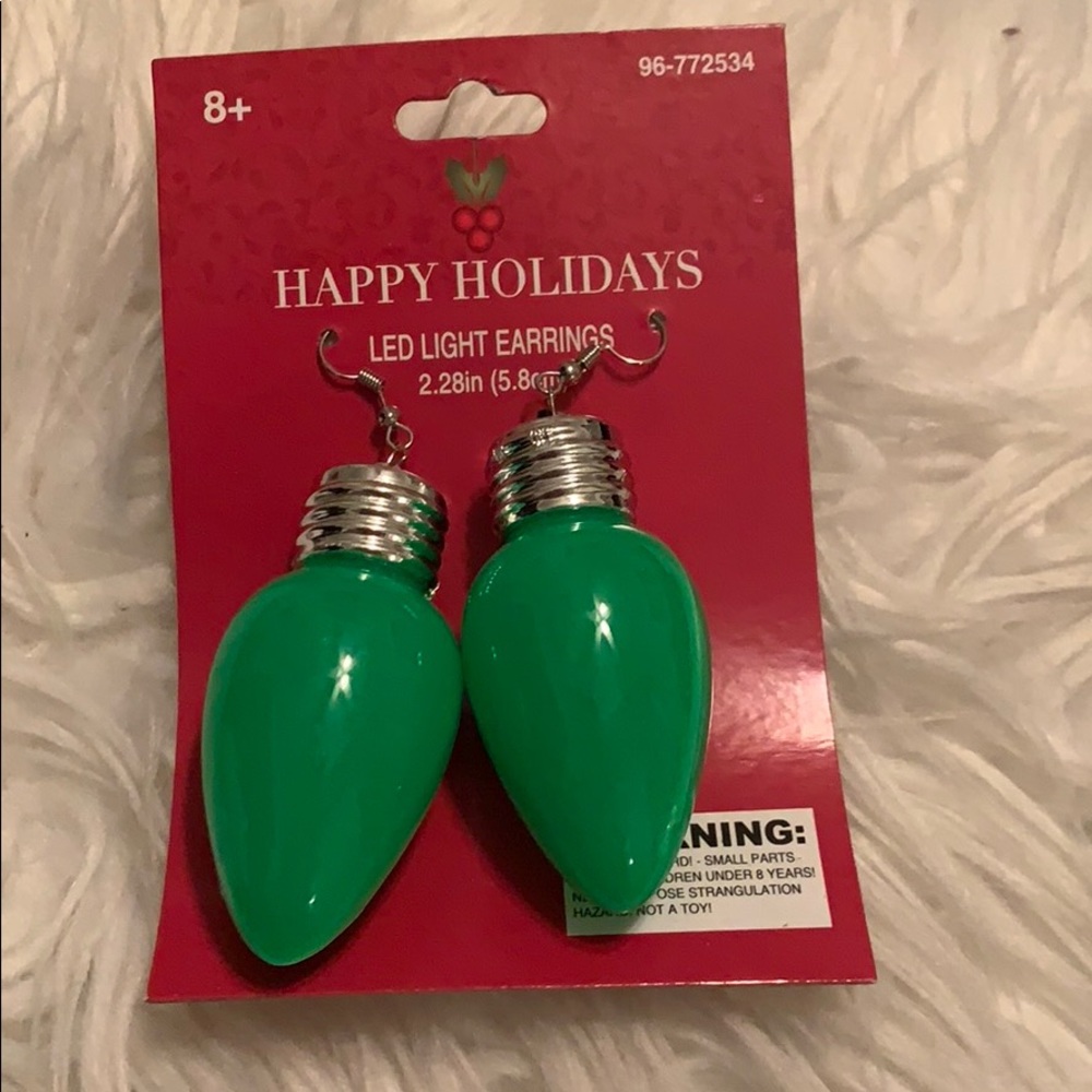 Green Christmas light earrings